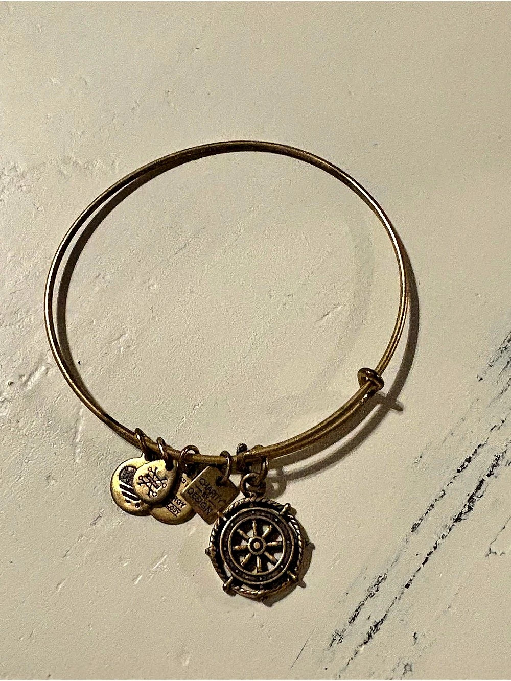 Alex and Ani Take the Wheel Charm Bangle Gold